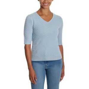 Ella Moss Blue Elbow Sleeve Sweater Women’s Large Knit Pullover Soft Casual Top